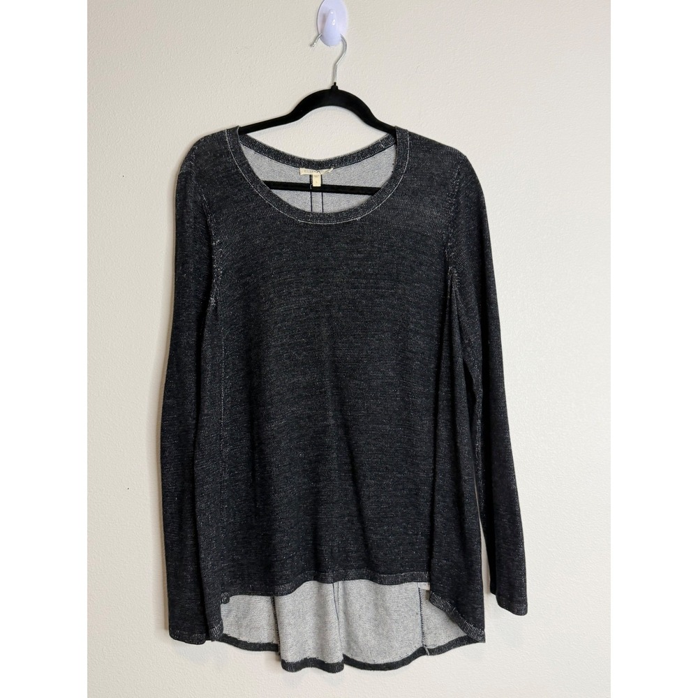 Eileen Fisher‎ Grey Organic Cotton/Tencel High Low Lagenlook Tunic Sweater L